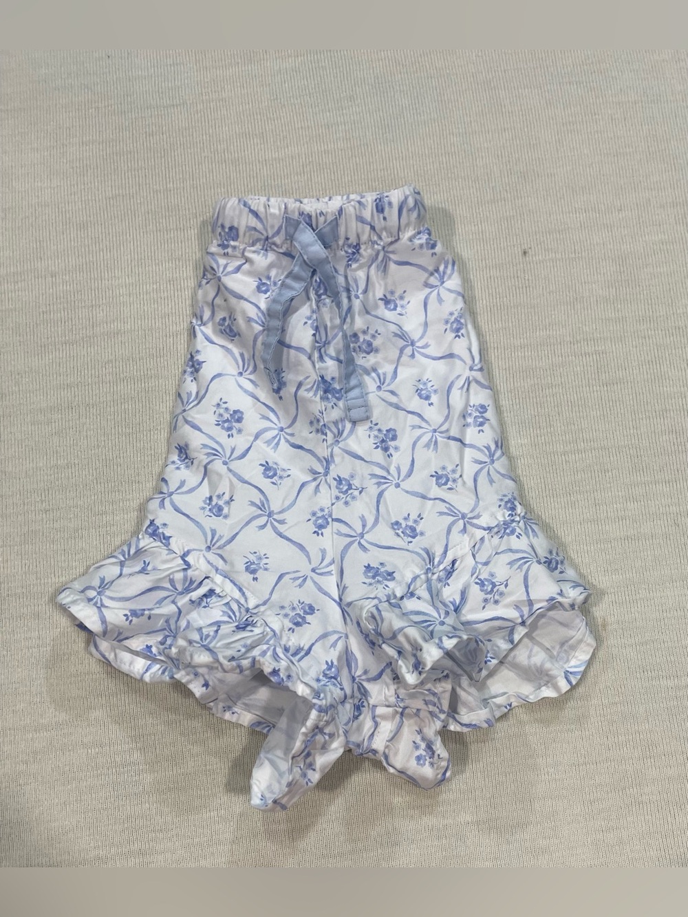 LoveShackFancy x Pottery Barn Teen Blue Floral Trellis PJ Shorts Ruffle Small